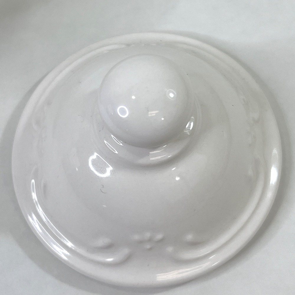 Pfaltzgraff Filigree White Stoneware Sugar Bowl with Lid and Creamer Pitcher Set - Picture 15 of 15